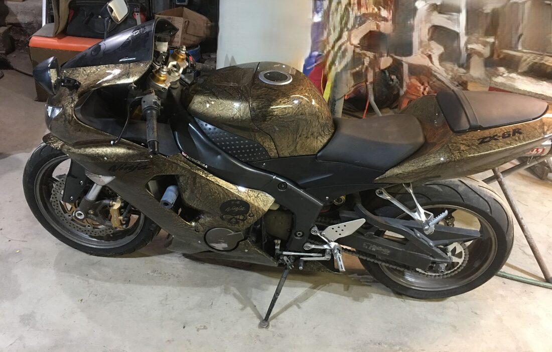 Custom gold-finished motorcycle