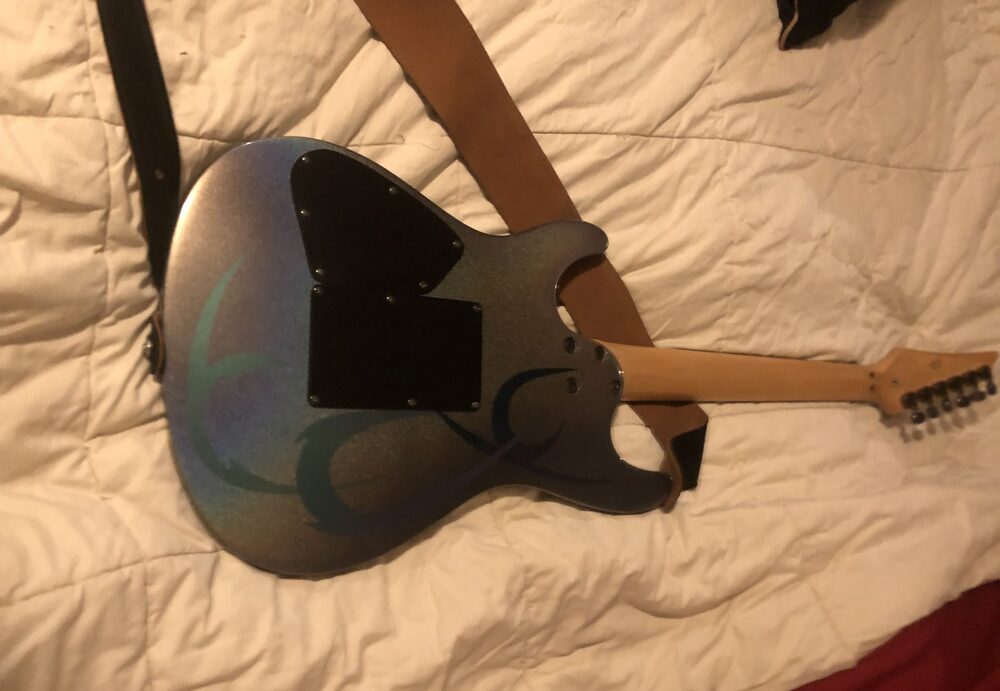 Custom-painted electric guitar