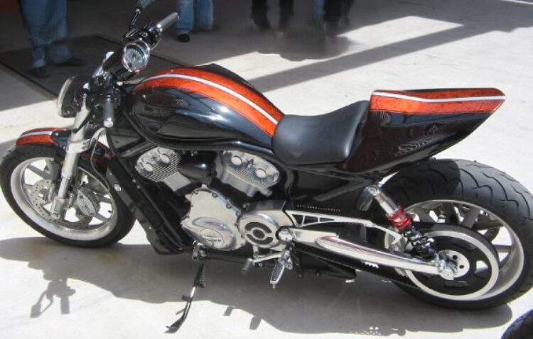 Custom orange-striped sport bike